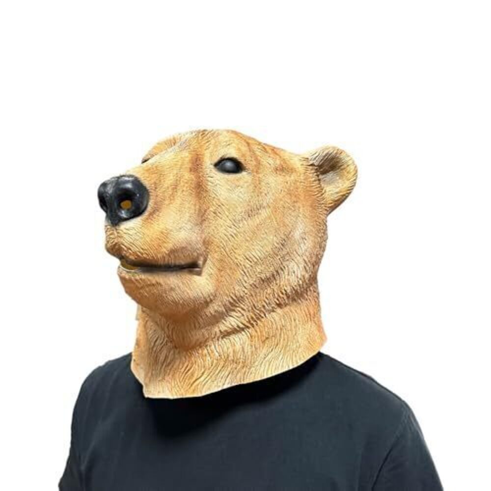 1937 Brown Bear Mask Full Head Latex Animal Costume for Adults - Adjustable